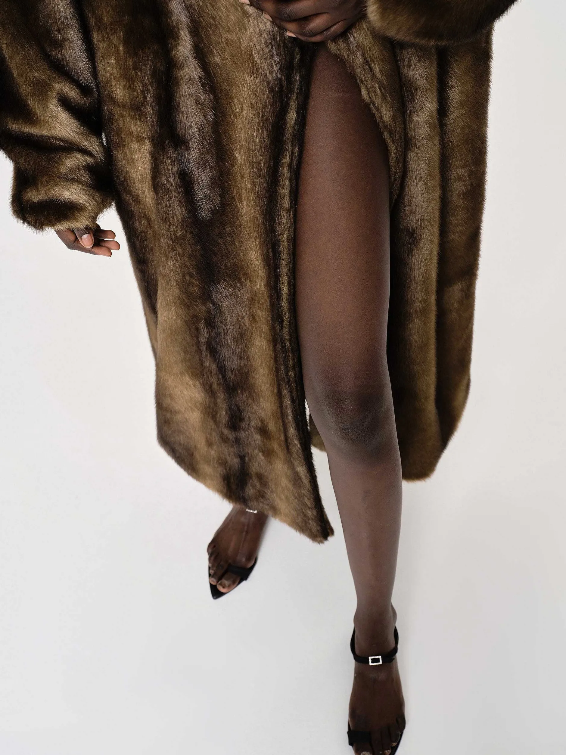 Frauen Source Unknown Kleidung<Wallis Fur Ubergroser Opa-Mantel, Espresso