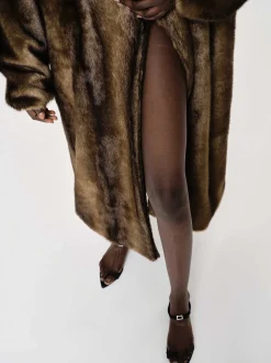 Frauen Source Unknown Oberbekleidung<Wallis Fur Ubergroser Opa-Mantel, Espresso