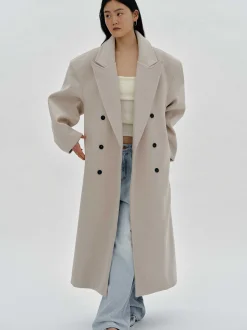 Frauen Source Unknown Kleidung<Wallis Ubergroser Opa-Mantel, Beige
