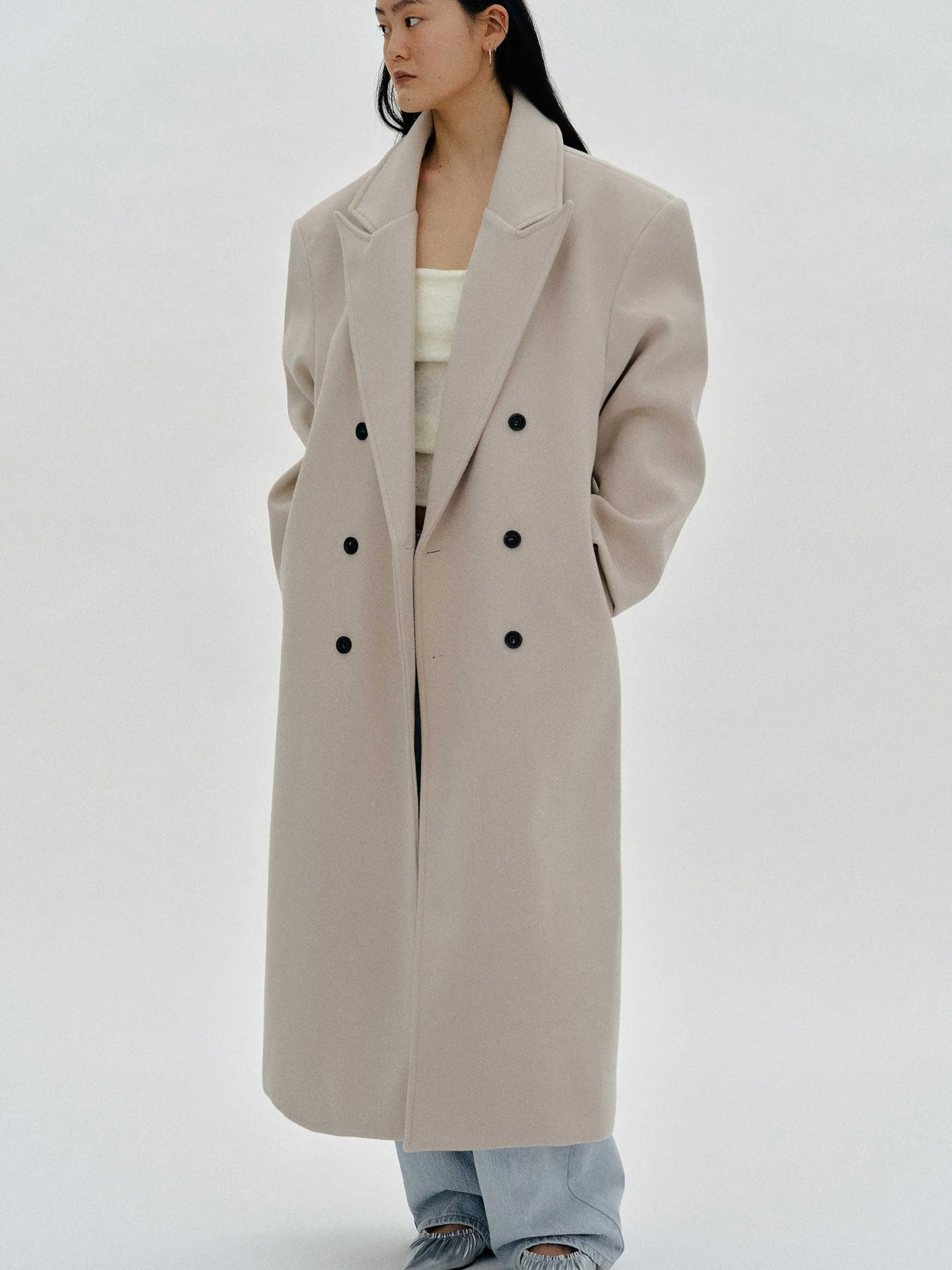 Frauen Source Unknown Oberbekleidung<Wallis Ubergroser Opa-Mantel, Beige