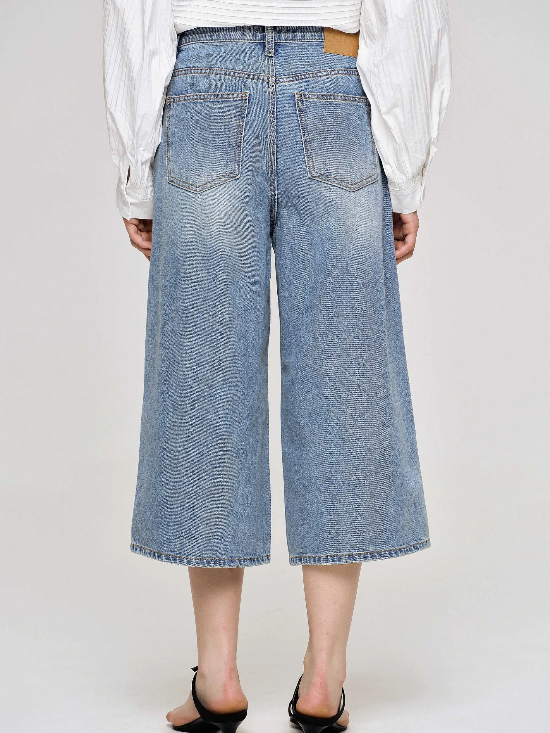 Frauen Source Unknown Denim<Weite, Verkurzte Jeans, Mittelblau