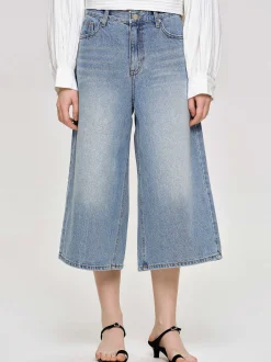 Frauen Source Unknown Denim<Weite, Verkurzte Jeans, Mittelblau