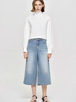 Frauen Source Unknown Kleidung<Weite, Verkurzte Jeans, Mittelblau