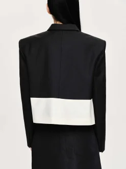 Frauen Source Unknown Zubehör<Zweifarbiger Blazer, Schwarz/Elfenbein