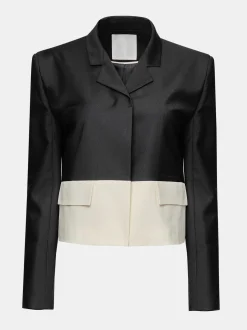 Frauen Source Unknown Zubehör<Zweifarbiger Blazer, Schwarz/Elfenbein