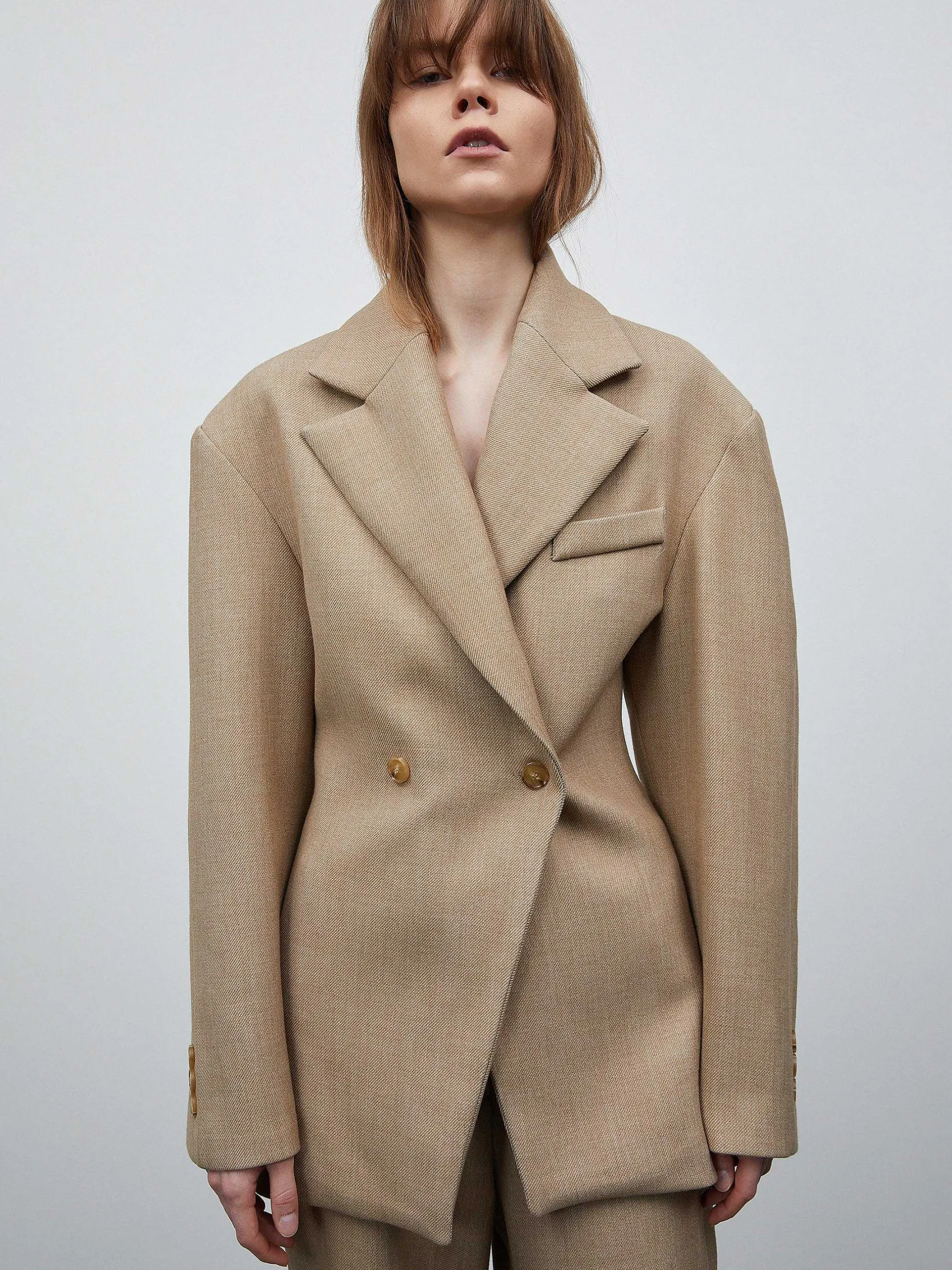 Frauen Source Unknown Kleidung<Zweireihiger Blazer Mit Taillenbund Von Nangy,