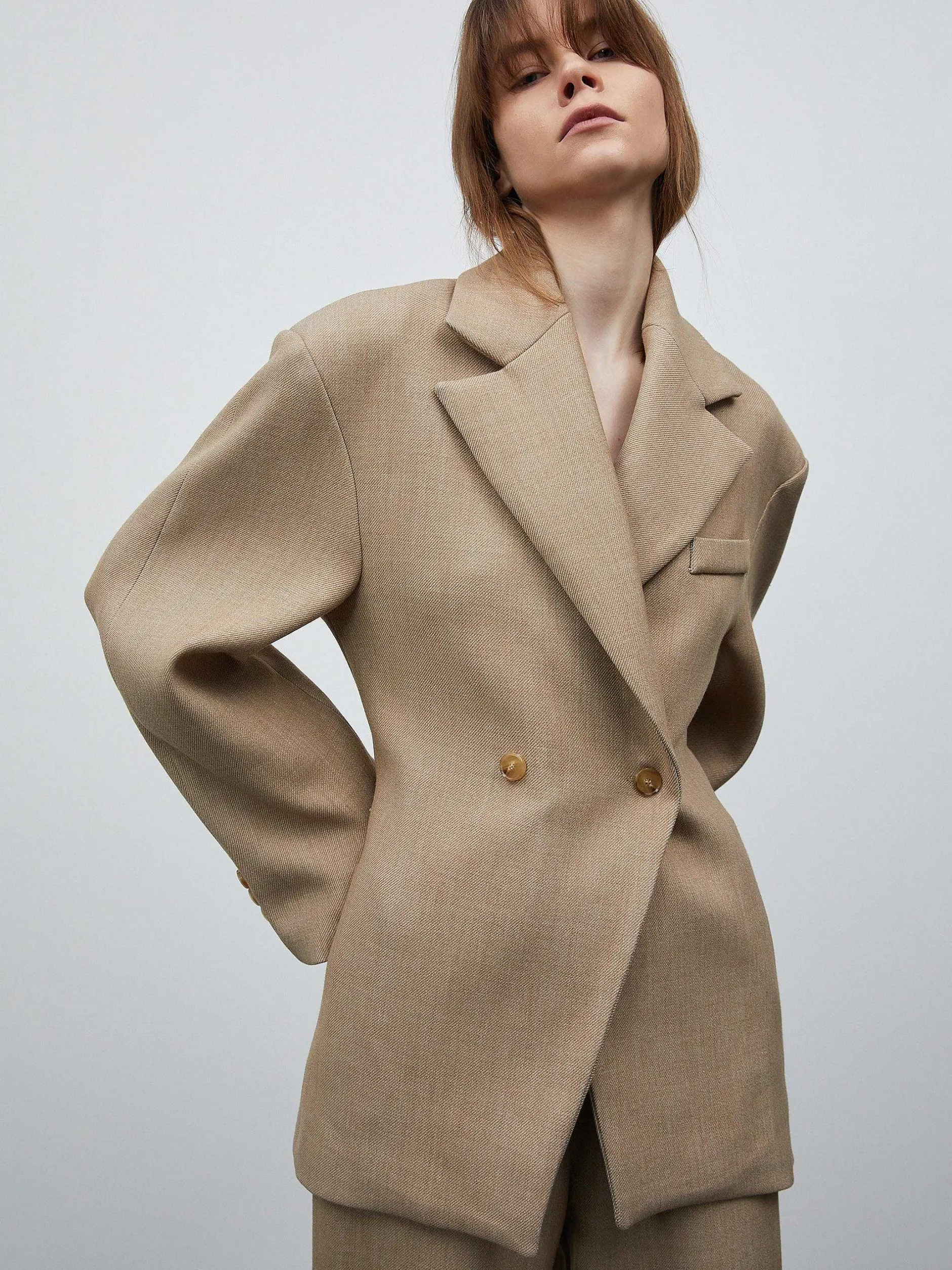 Frauen Source Unknown Kleidung<Zweireihiger Blazer Mit Taillenbund Von Nangy,