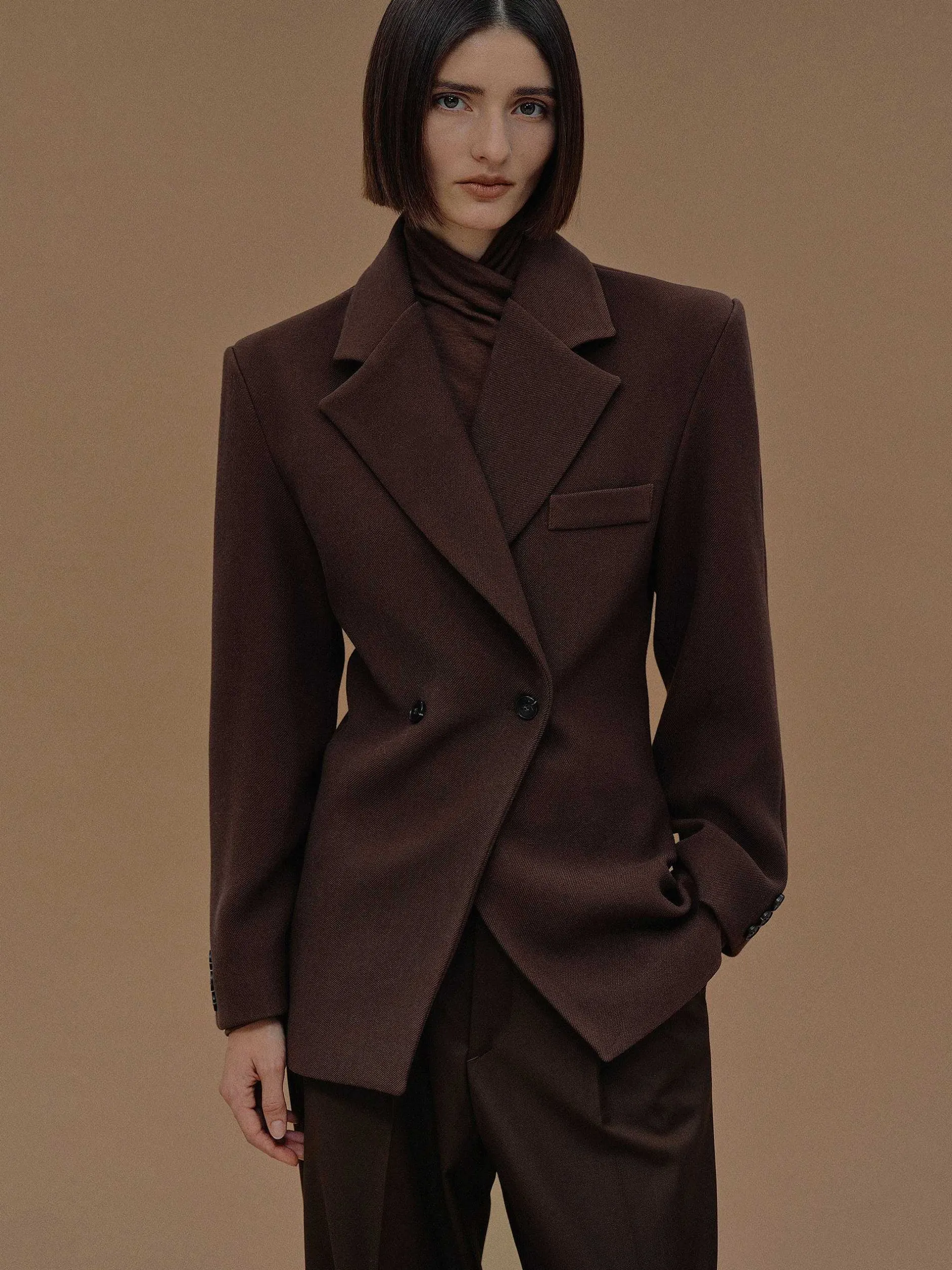 Frauen Source Unknown Kleidung<Zweireihiger Blazer Mit Taillenbund Von Nangy,