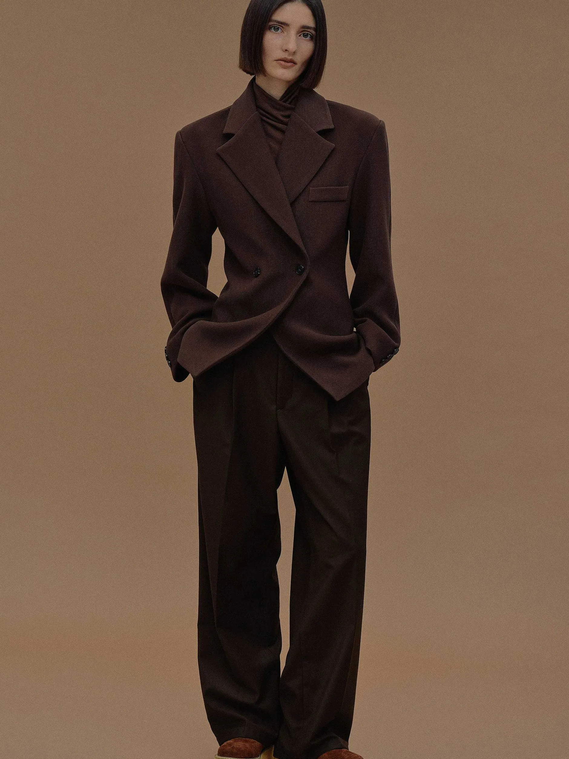 Frauen Source Unknown Kleidung<Zweireihiger Blazer Mit Taillenbund Von Nangy,