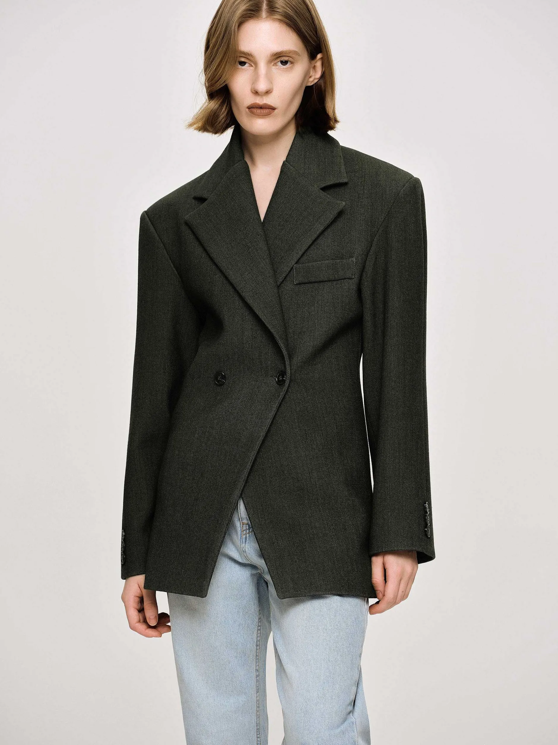 Frauen Source Unknown Oberbekleidung<Zweireihiger Blazer Mit Taillenbund Von Nangy,