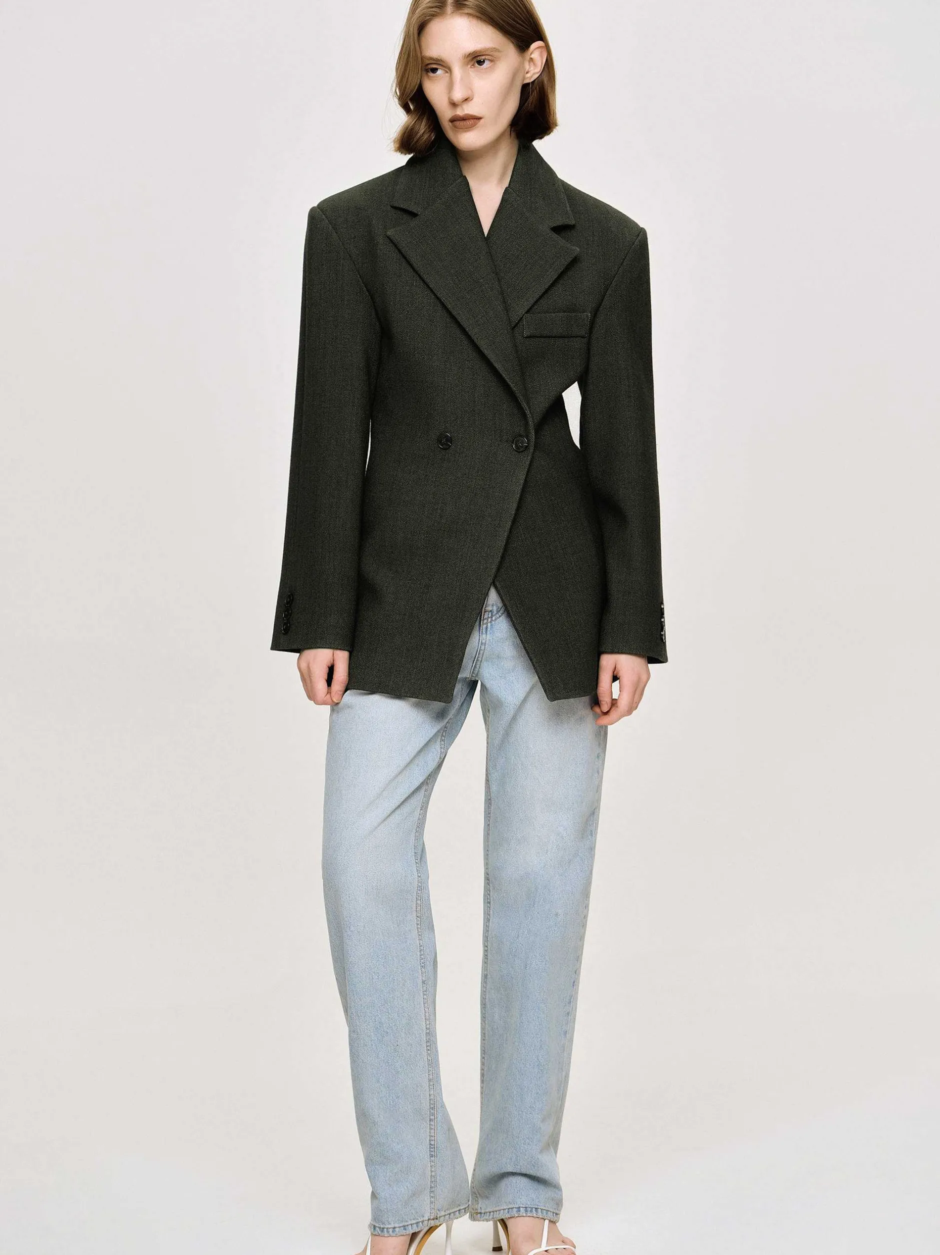Frauen Source Unknown Kleidung<Zweireihiger Blazer Mit Taillenbund Von Nangy,